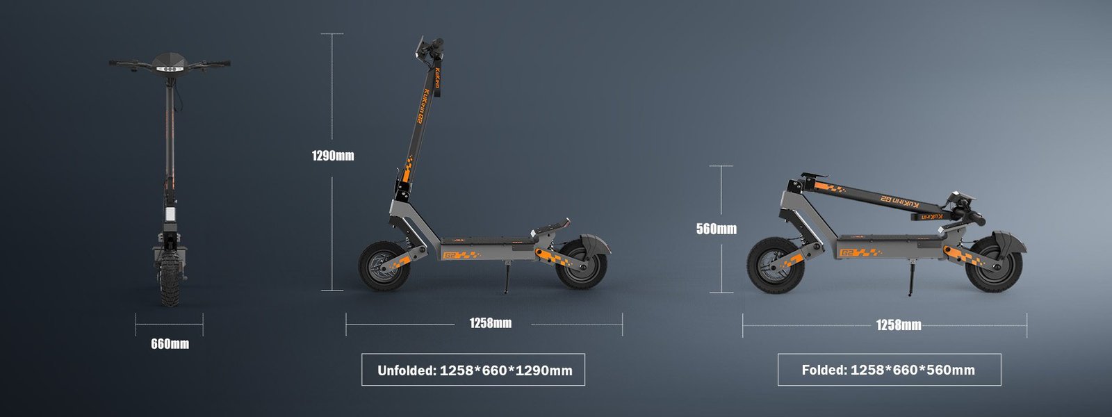 KUKIRIN G2 size unfolded and folded