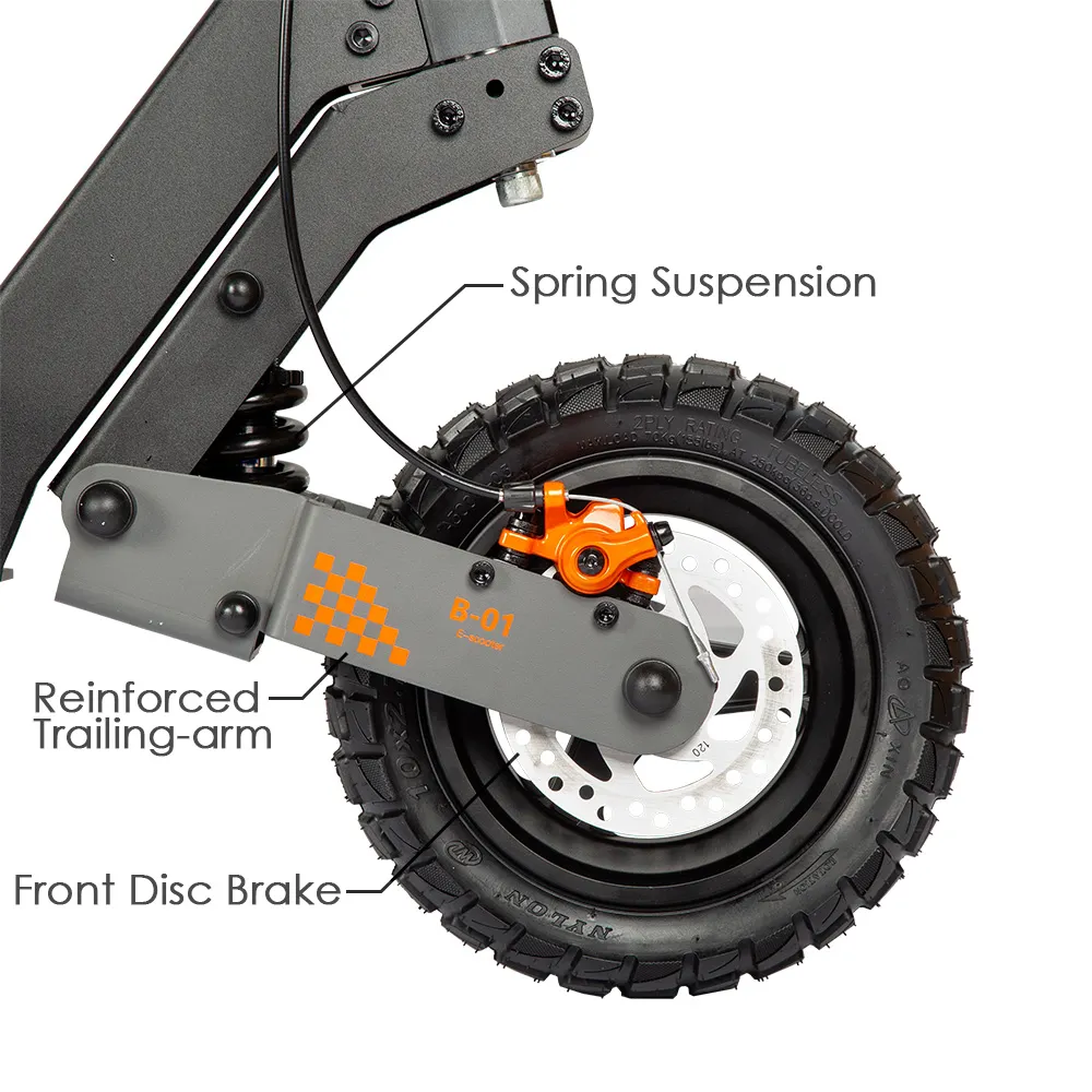 G2 front suspension, trailing arm and front disc brake