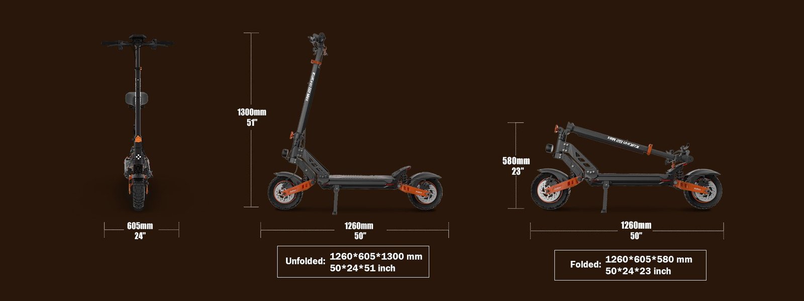 KUKIRIN G2 Max size unfolded and folded