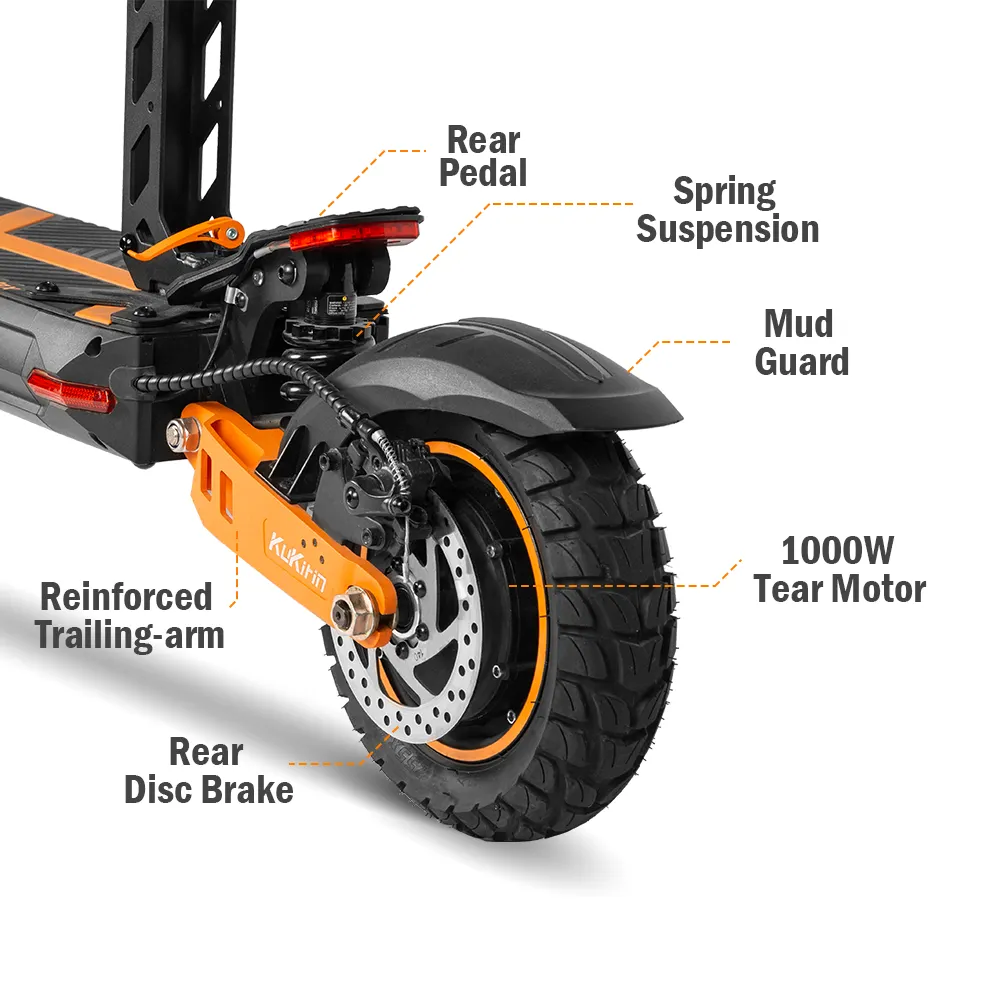 G2 Max rear end: spring suspension, disc brake and 1000W rear motor