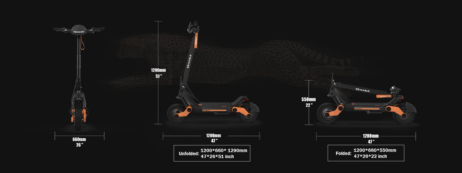 KUKIRIN G3 size unfolded and folded