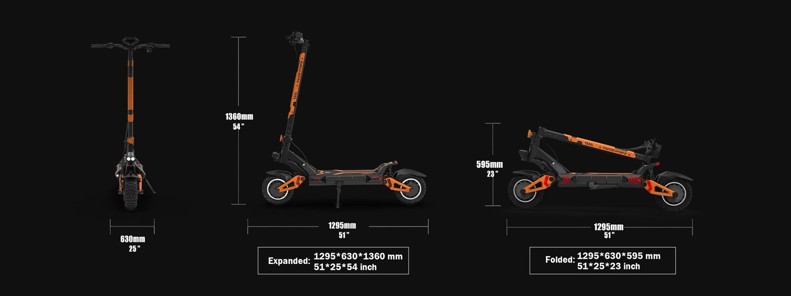 KUKIRIN G3 Pro size unfolded and folded