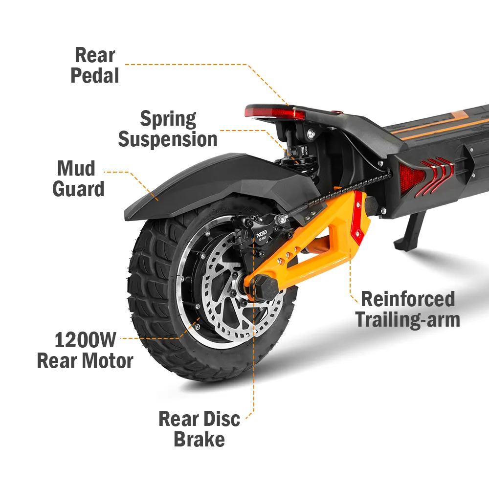 G3 Pro rear end: 1200W rear motor, spring suspension and disc brake