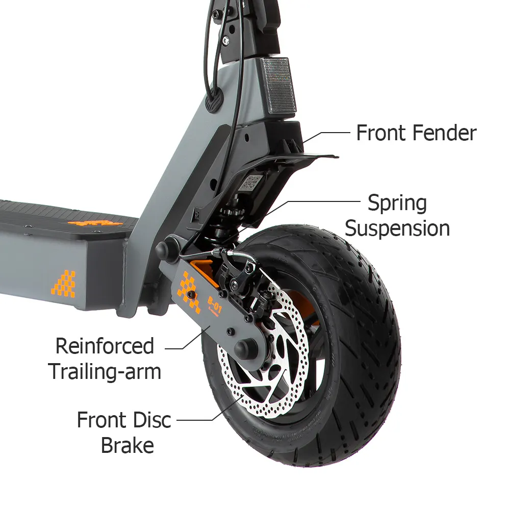 KUKIRIN G4 front suspension, trailing arm and disc brake