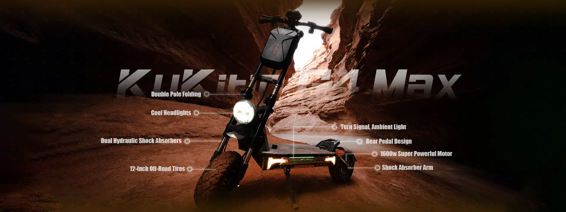 KUKIRIN G4 Max electric scooter with its main parts labeled