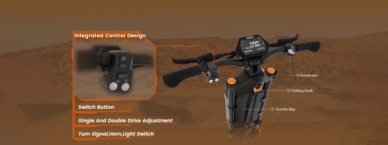 KUKIRIN G4 Max display and handlebar controls