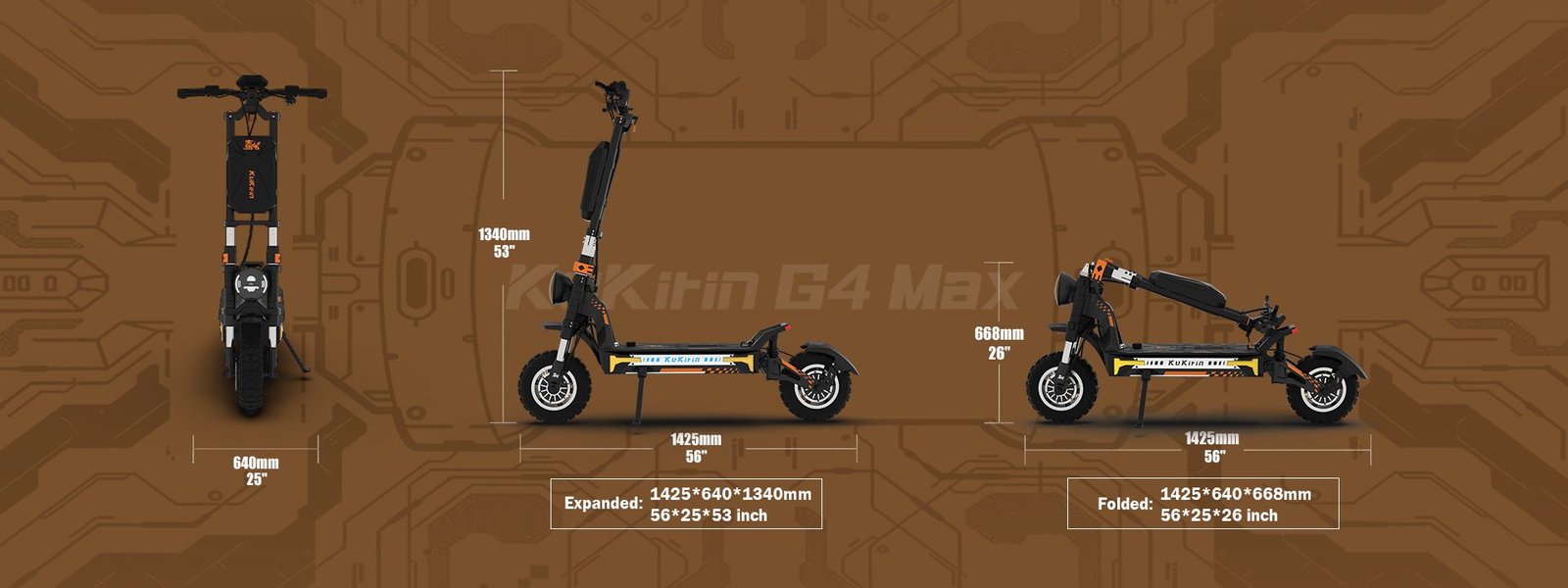 KUKIRIN G4 Max size unfolded and folded