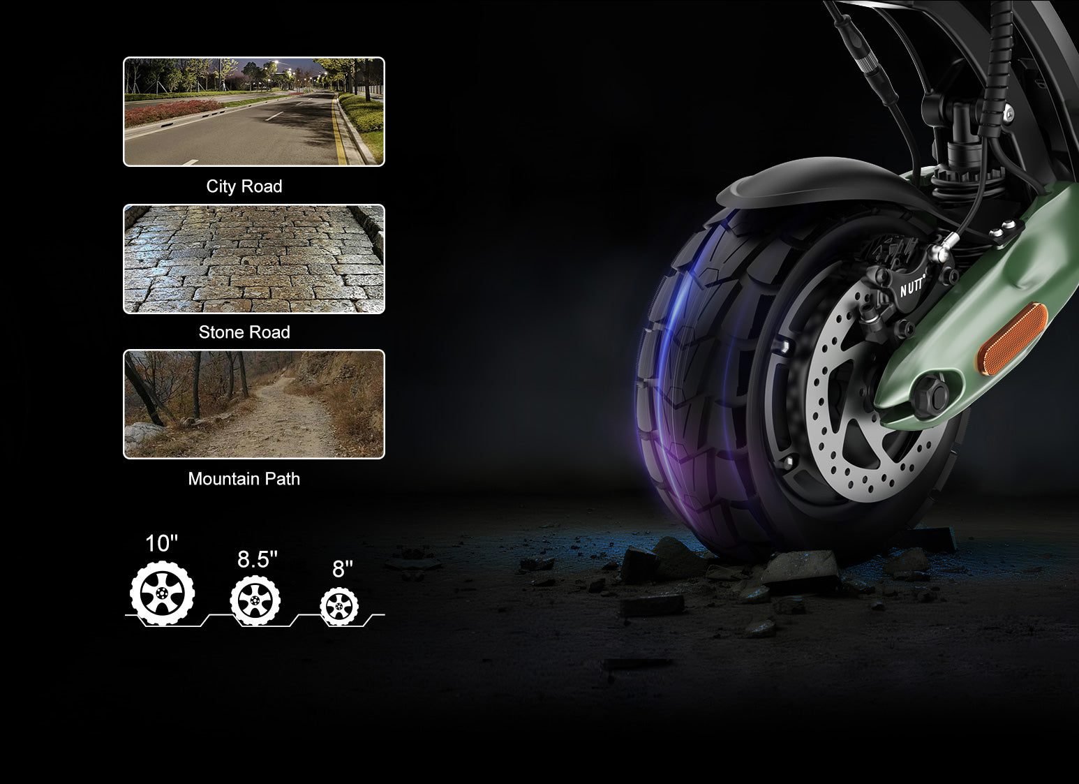 NANROBOT D6+MAX electric scooter, nanrobot d6+max 10-inch wide tubeless tires