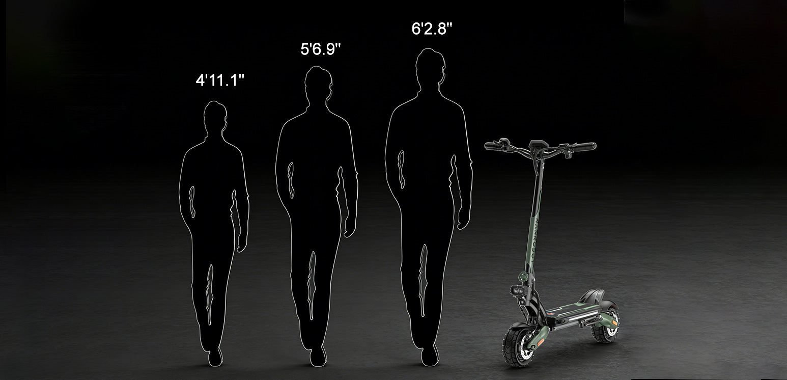 NANROBOT D6+MAX electric scooter, nanrobot d6+max size next to a rider