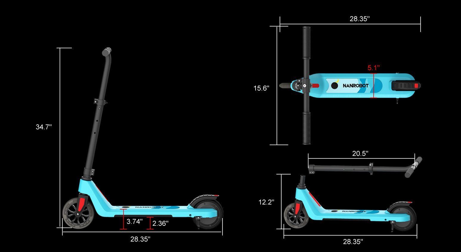 6-inch front and 5-inch rear solid tires