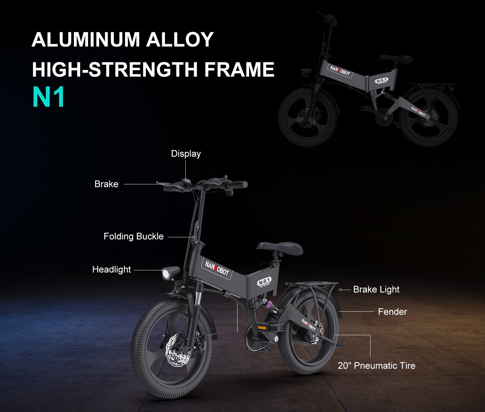 NANROBOT N1 20-Inch electric bike, folds for the trunk