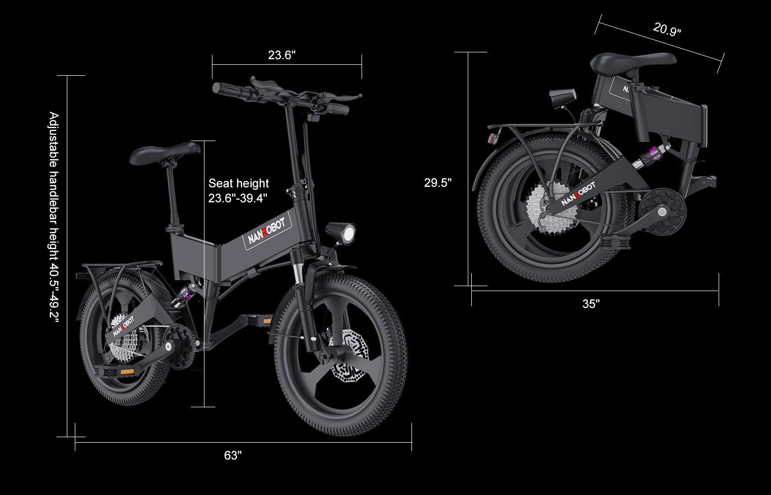 NANROBOT N1 20-Inch electric bike, size and weight