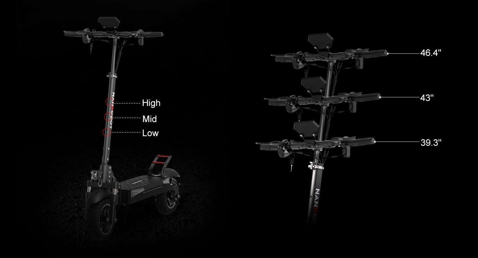 NANROBOT T1 electric scooter, adjustable handlebar