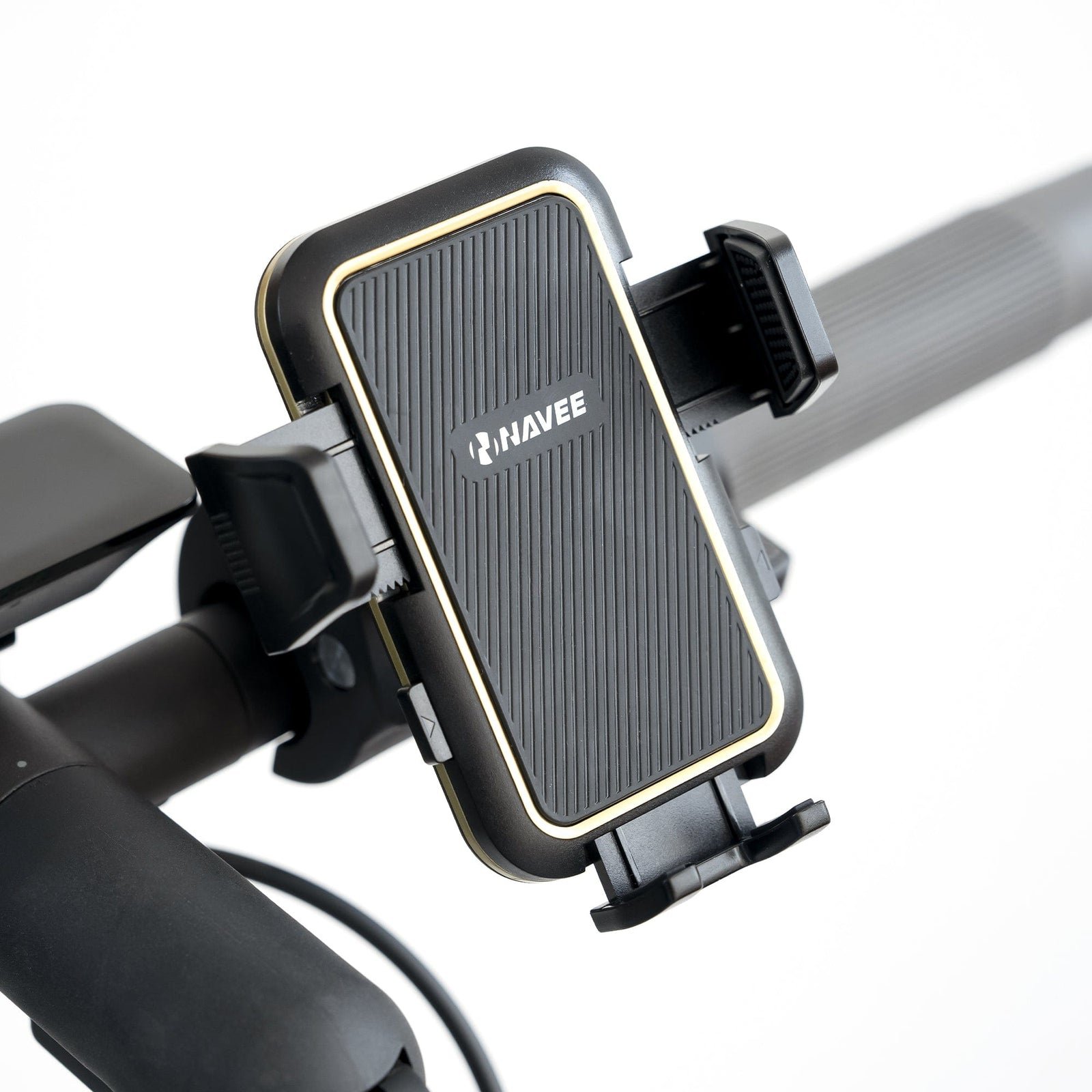 NAVEE electric scooter phone holder, on the handlebar