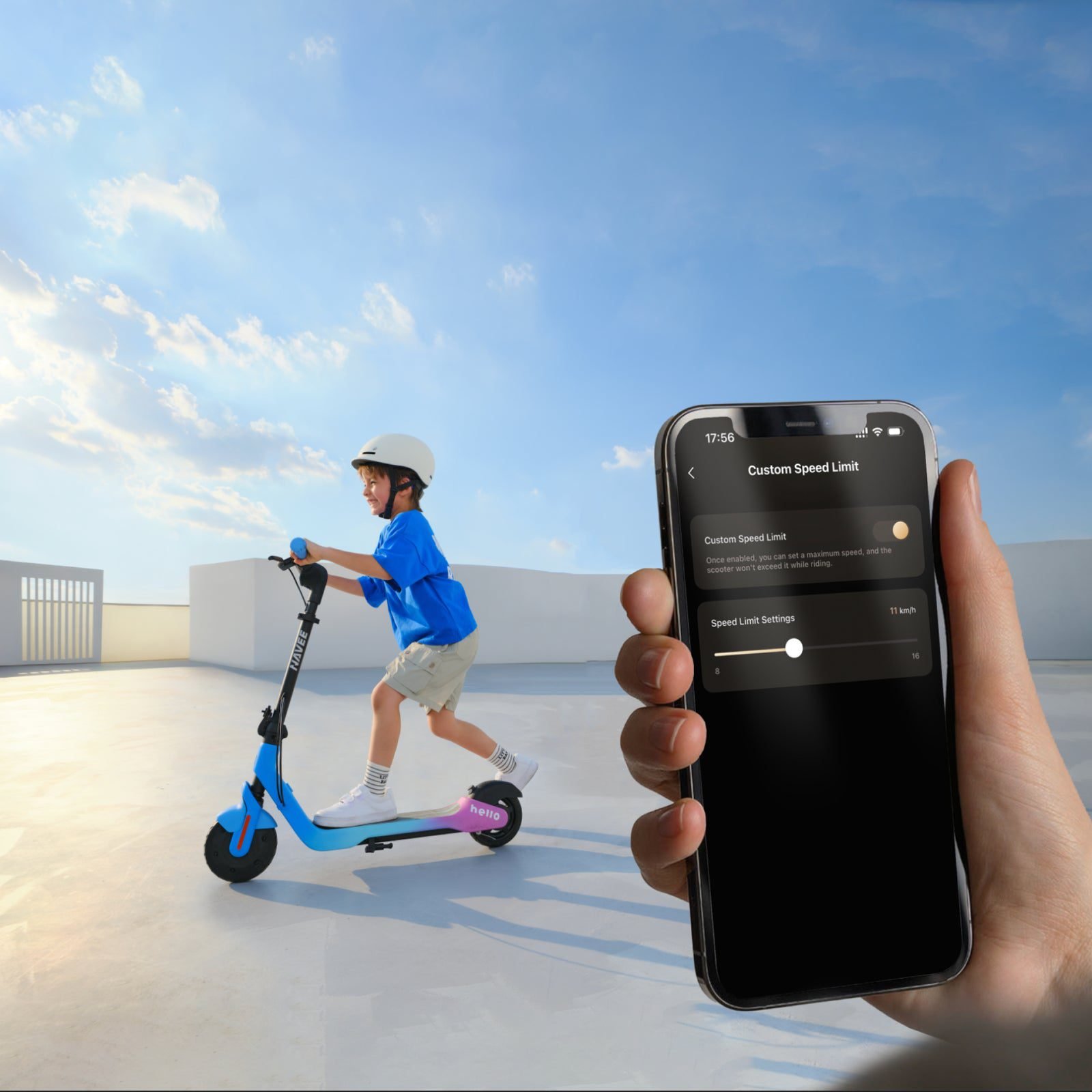 K100 kids electric scooter, detail 2