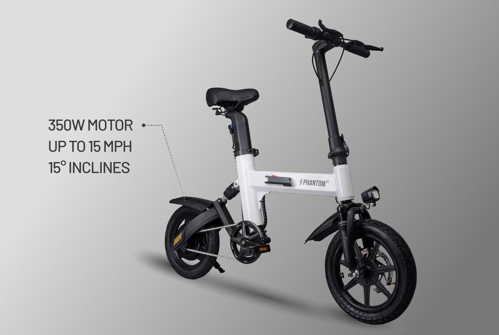 Phantom P14 foldable electric bike with its 350W motor