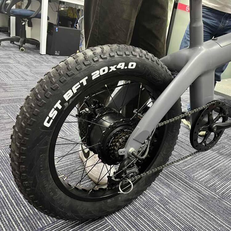 CST 20 x 4.0 fat tire and rear hub motor on the Q3 electric bike