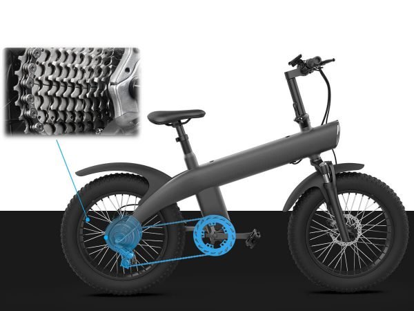Shimano 7-speed drivetrain diagram on the Q3 fat tire e-bike