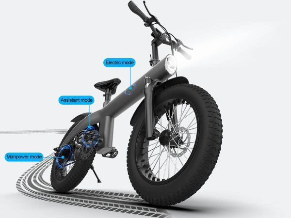 Diagram of the Q3 riding modes: pedal, pedal assist, and electric