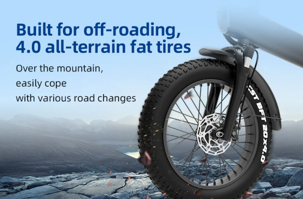 Q3 20 x 4.0 inch all-terrain fat tire and disc brake, built for off-roading