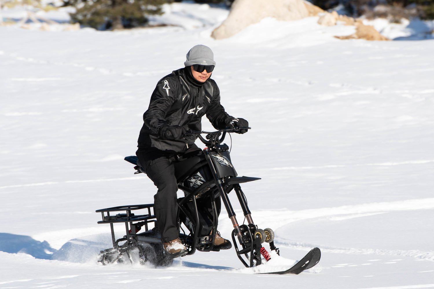GT73 snow track kit on a winter ride