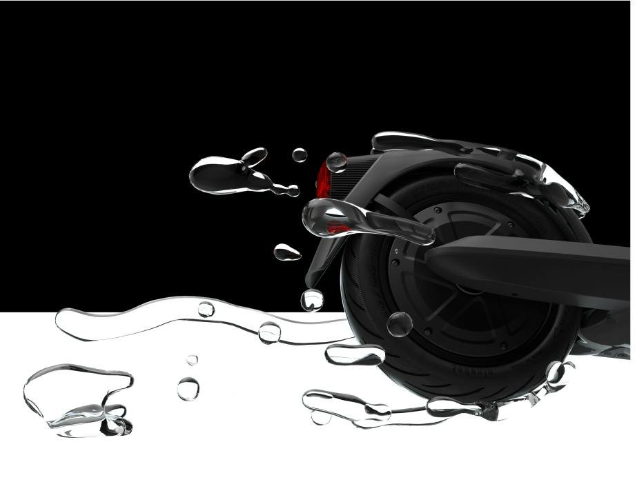 Segway E2 Pro riding through light spray