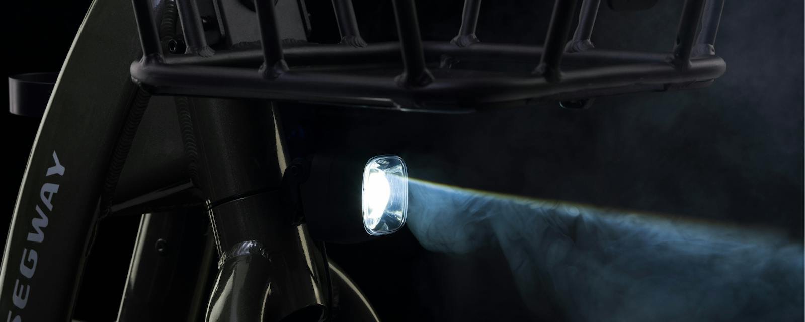 Headlight mount on the Segway electric bike front basket