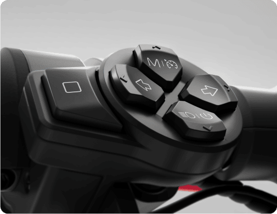Handlebar control buttons up close