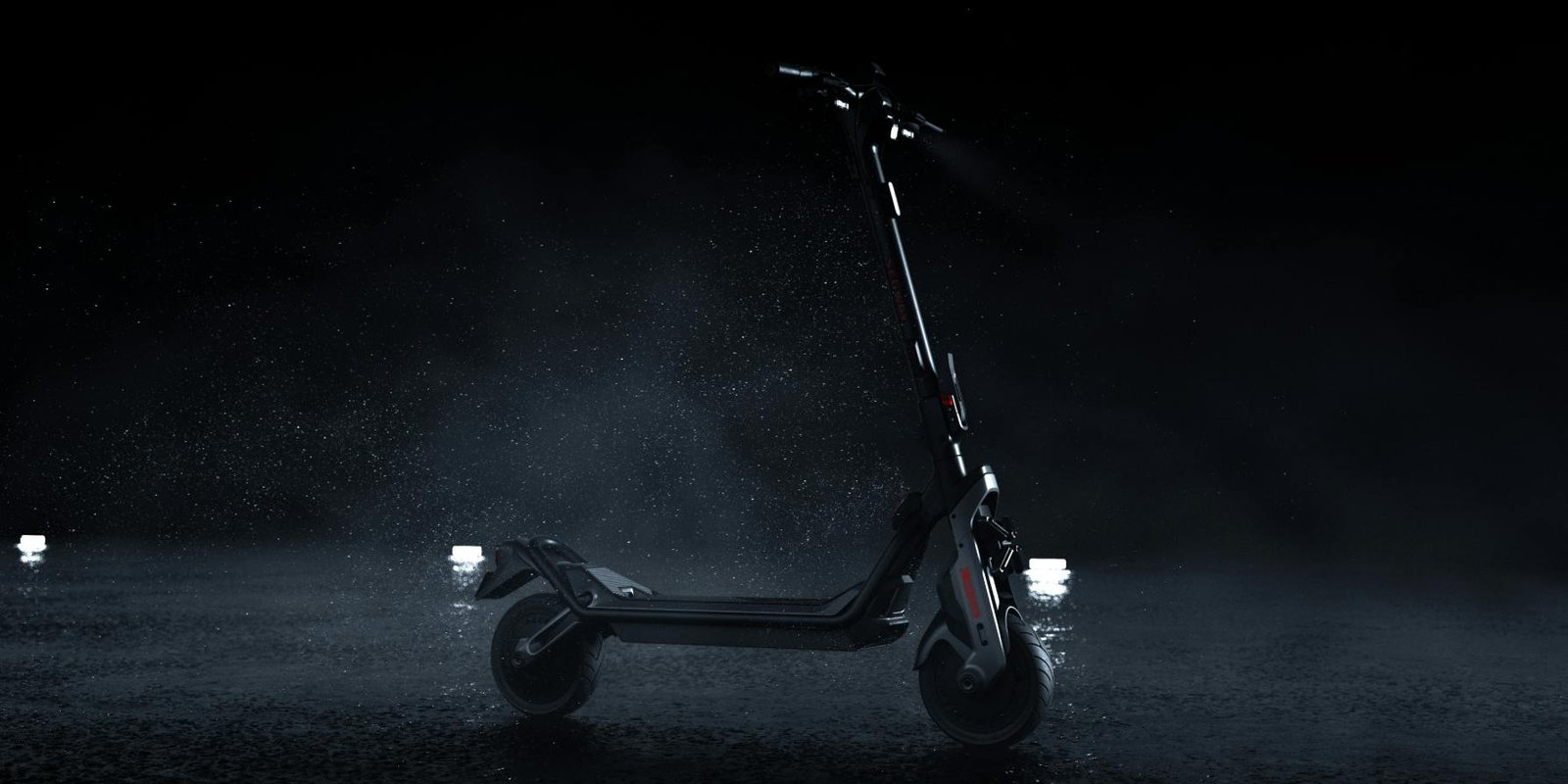 Segway GT3 electric scooter cornering on a wet road