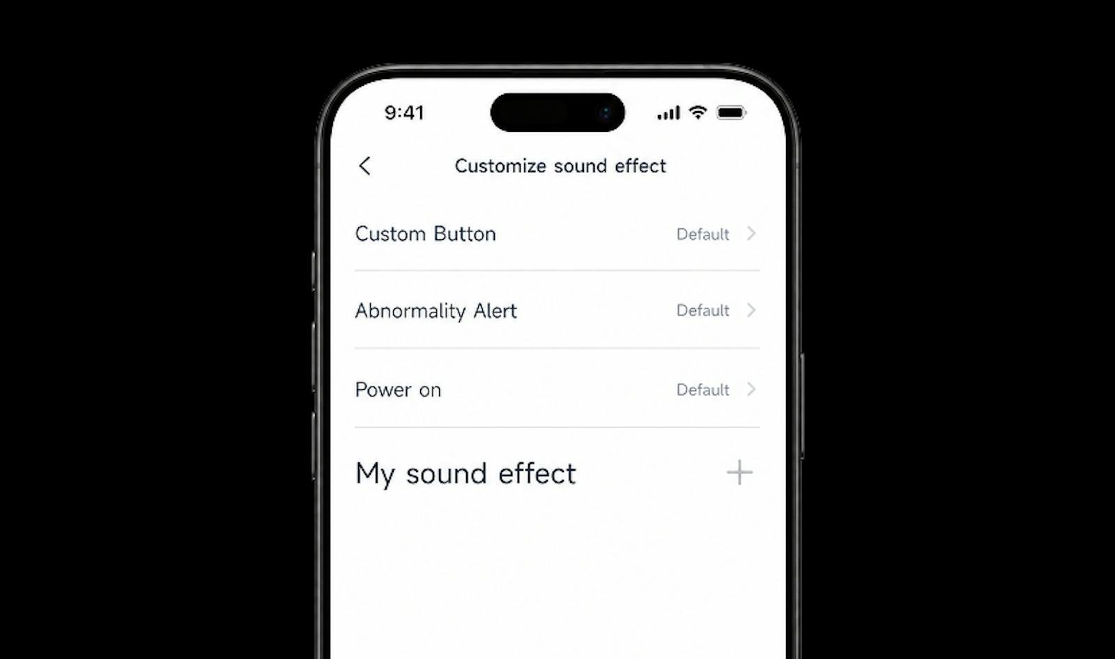 Custom sound screen in the Segway Mobility app