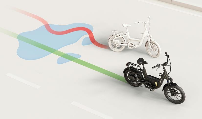Segway MUXI Pro electric bike traction control on a wet road