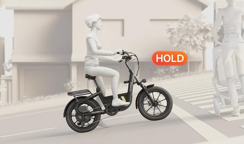 Segway MUXI Pro electric bike holding still on a hill
