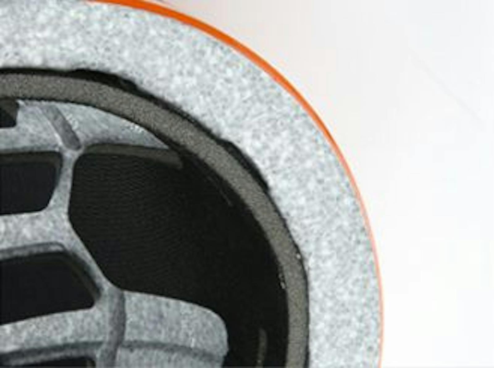 Close-up of the molded shell