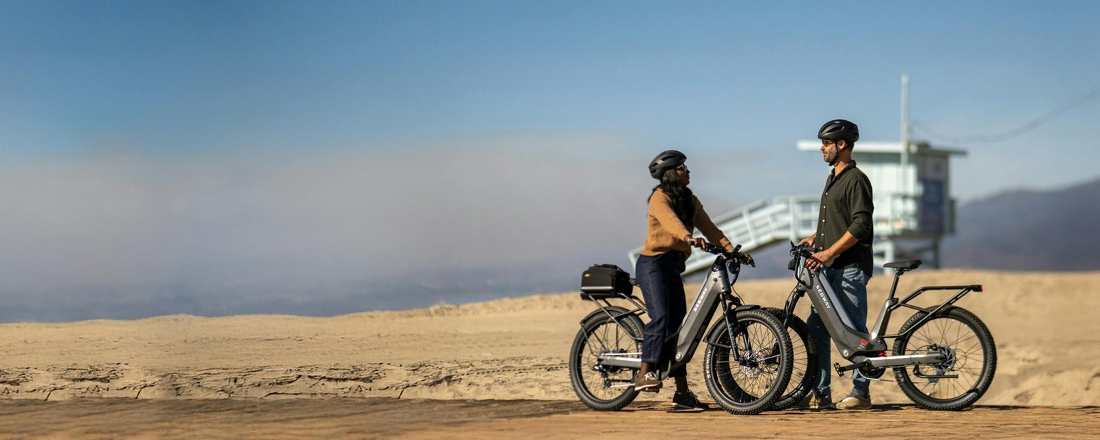 Riders on Segway e-bikes