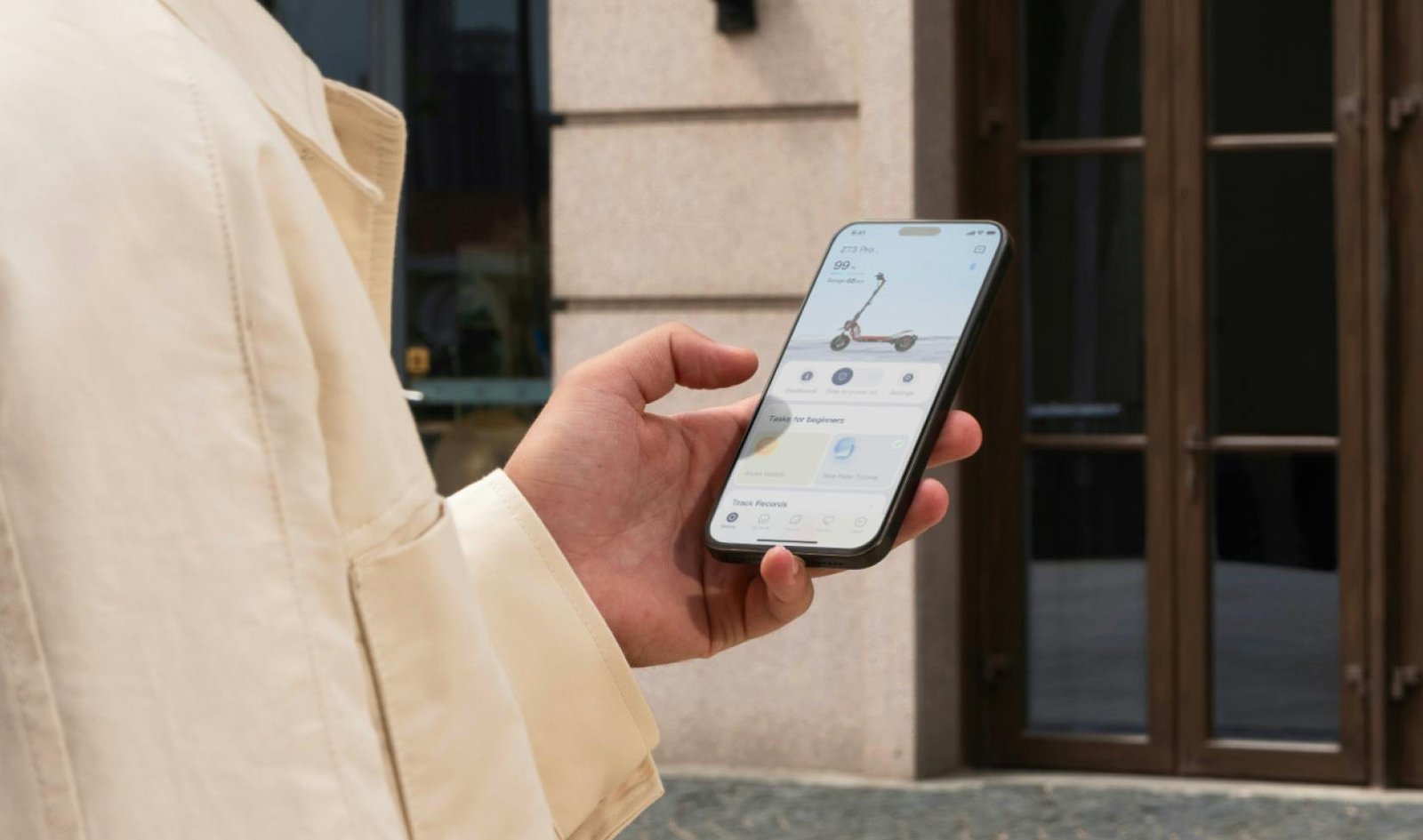 App screens for riding status