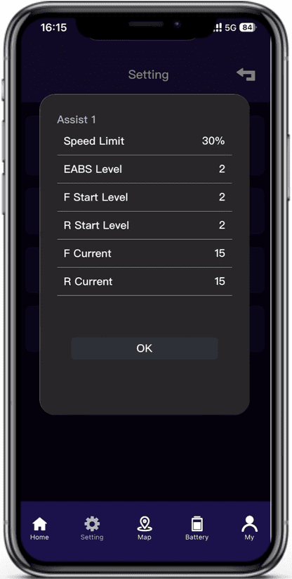 Ride mode settings for the Teverun Supreme Ultra