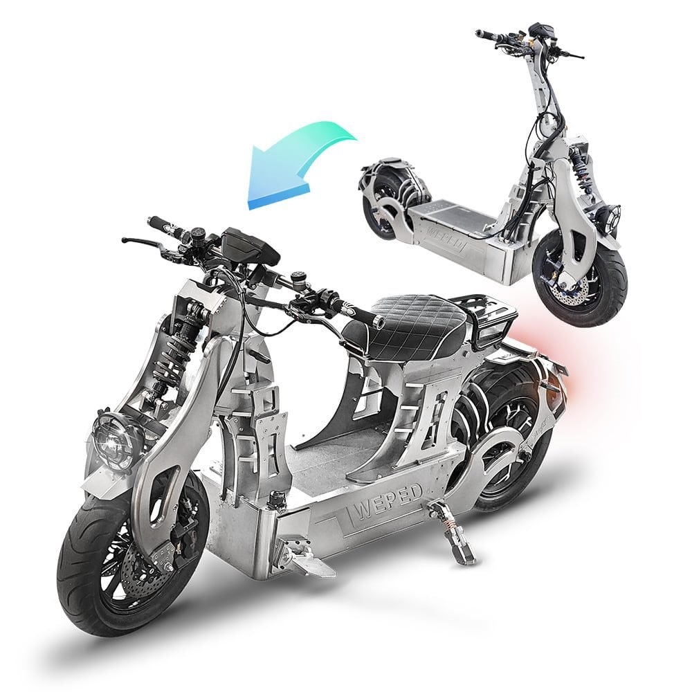 WEPED Sonic S Expander seated scooter transformed from the Sonic