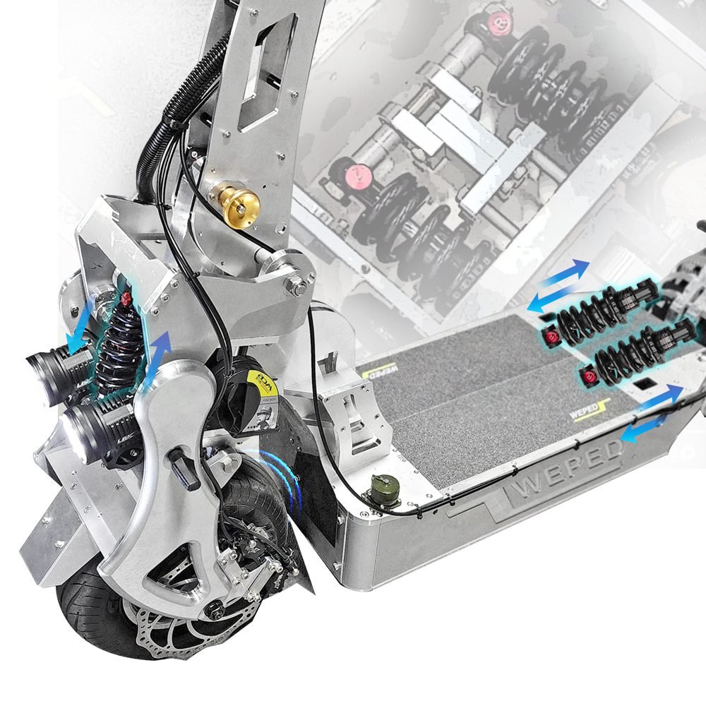 Front and rear oil shock suspension