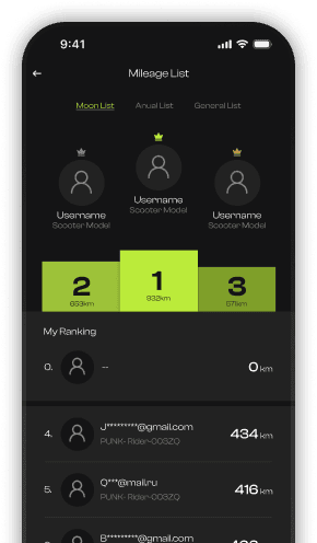 Punk app: miles and leaderboard